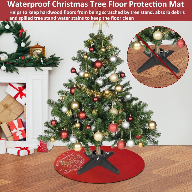 Emsiok Reversible Christmas Tree Stand Mat, 28 Inch Round Christmas Tree Floor Protector Red and Green Christmas Tree Pad Waterproof Felt Xmas Tree Mat for Under Christmas Tree to Protective Floor - Image 5